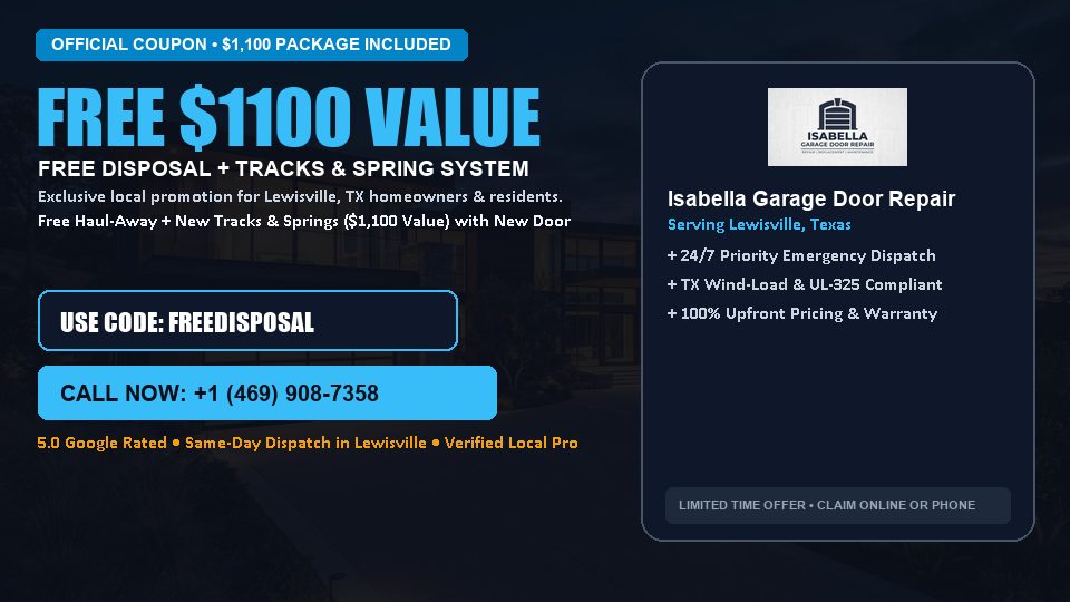 FREE Old Door Haul-Away & Heavy-Duty Tracks in Lewisville, TX - Isabella Garage Door Repair